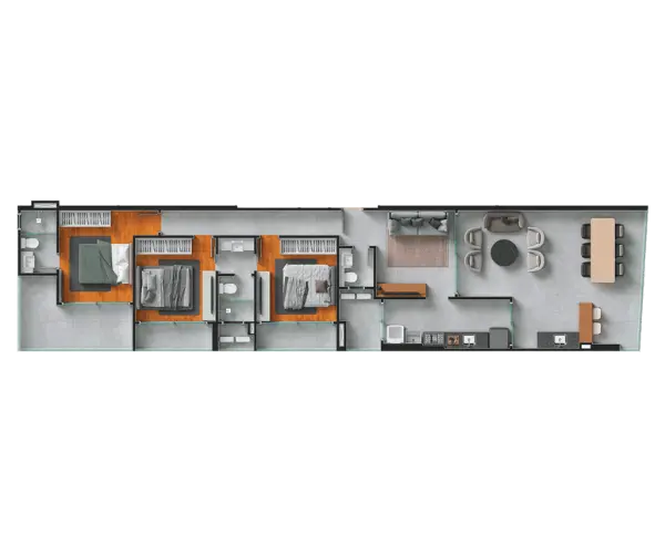 COLUNA 4 - Ap 123,40m² - 3 Suítes sendo 2 Canadenses